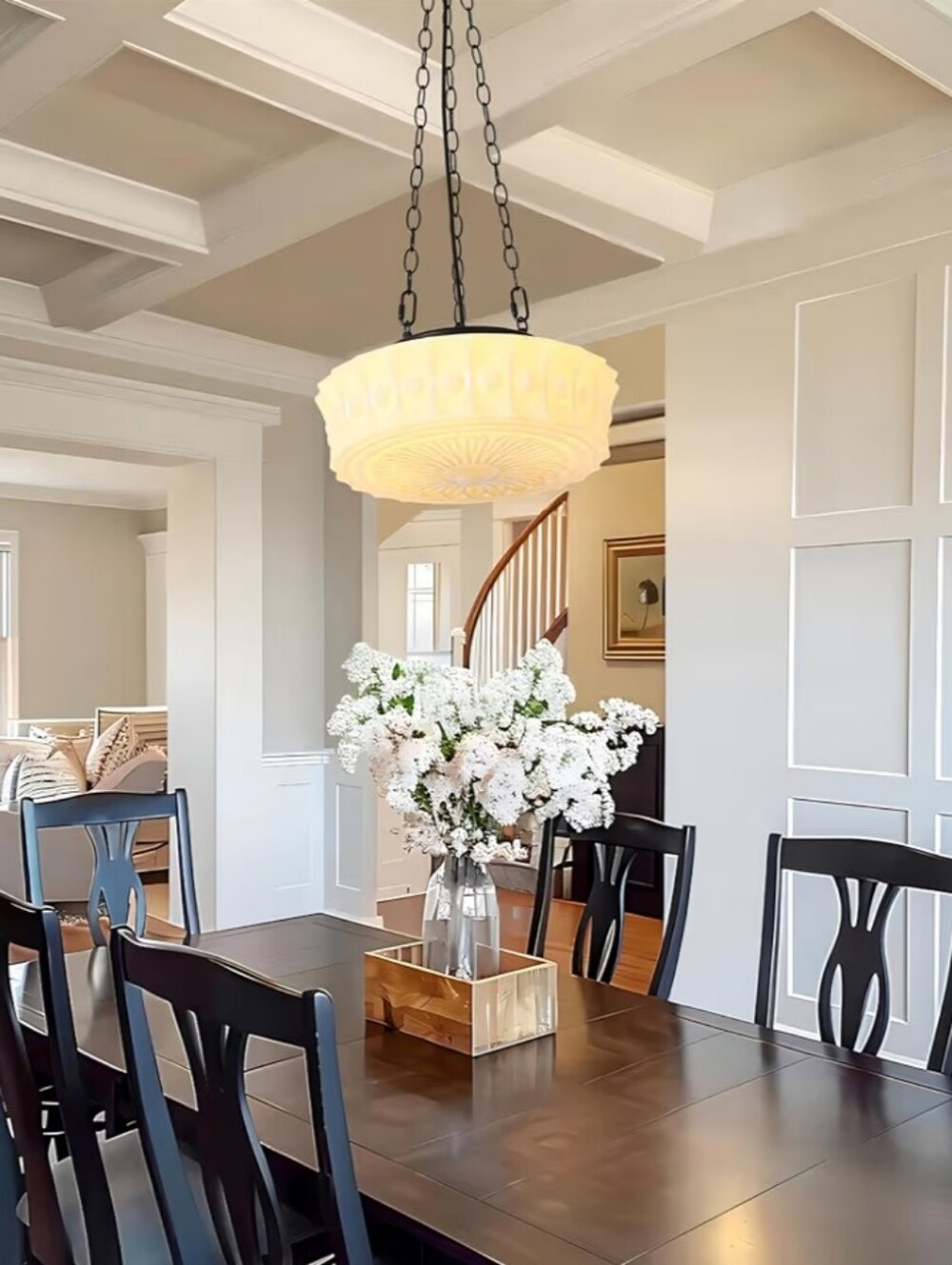 14" Milk Glass Pendant Light - Cream